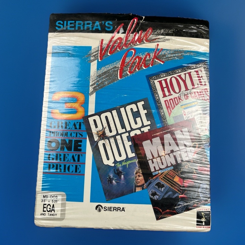Sierra MS-Dos EGA Tandy - POLICE QUEST 2 /MAN HUNTER 2 /HOYLE GAMES - Value Pack